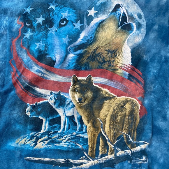 Liquid Blue 2015 Tie Dye Wolf American Flag Tee Size XL - Picture 5 of 5